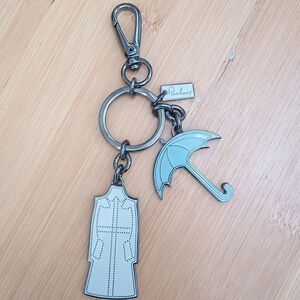 Like NEW! Burberry Trench Coat & Umbrella Enamel Silvertone Keychain/Bag Charm